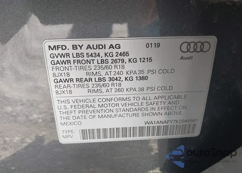 2019 Audi Q5 45 Premium from USA, damaged, VIN WA1ANAFY7K2045561